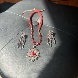 Red earring and necklace set